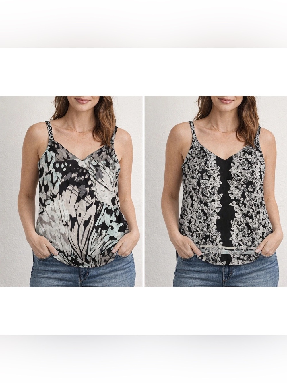 White House Black Market Reversible Butterfly Print Tank